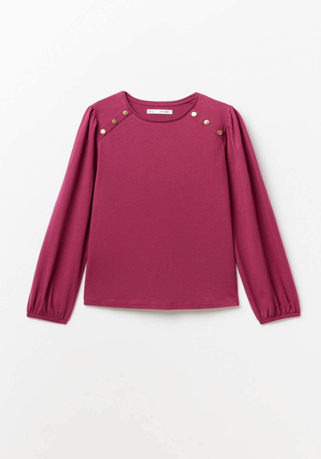 Sfera Plain long-sleeved T-shirt Top - Magenta 6 Shaws Department Stores