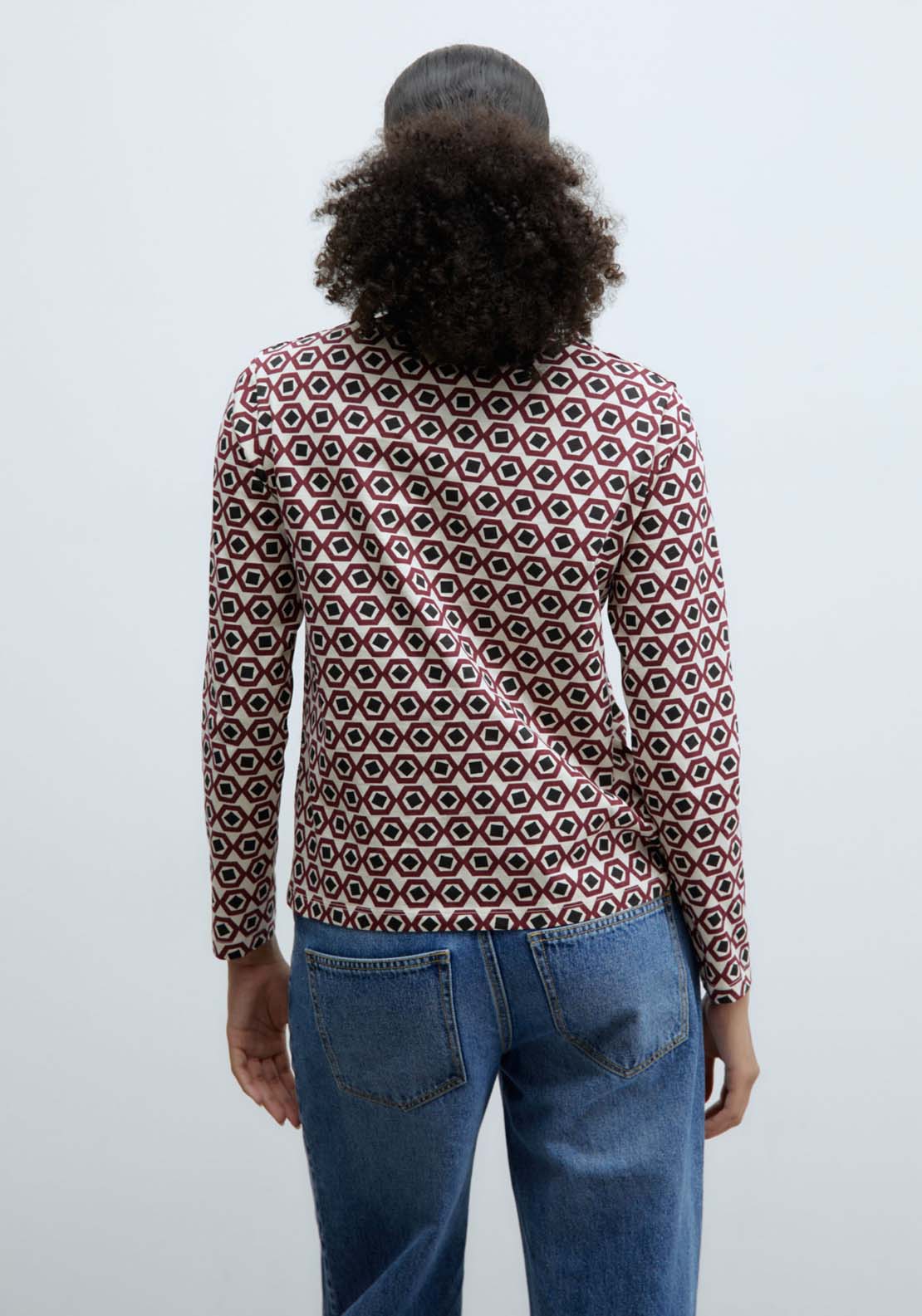 Sfera Printed top - Burgundy 2 Shaws Department Stores