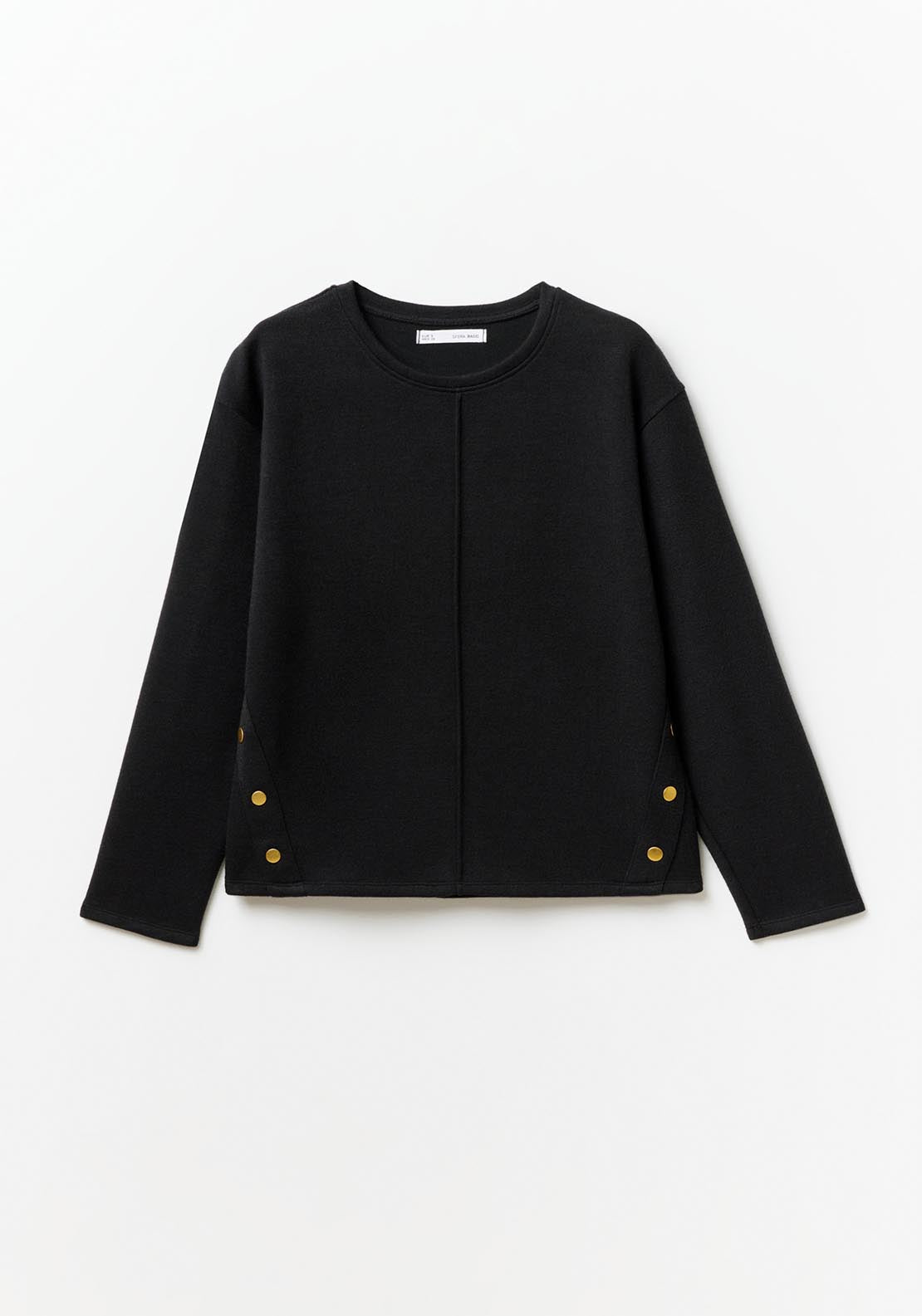 Sfera Buttons soft-touch long-sleeved T-shirt - Black 6 Shaws Department Stores