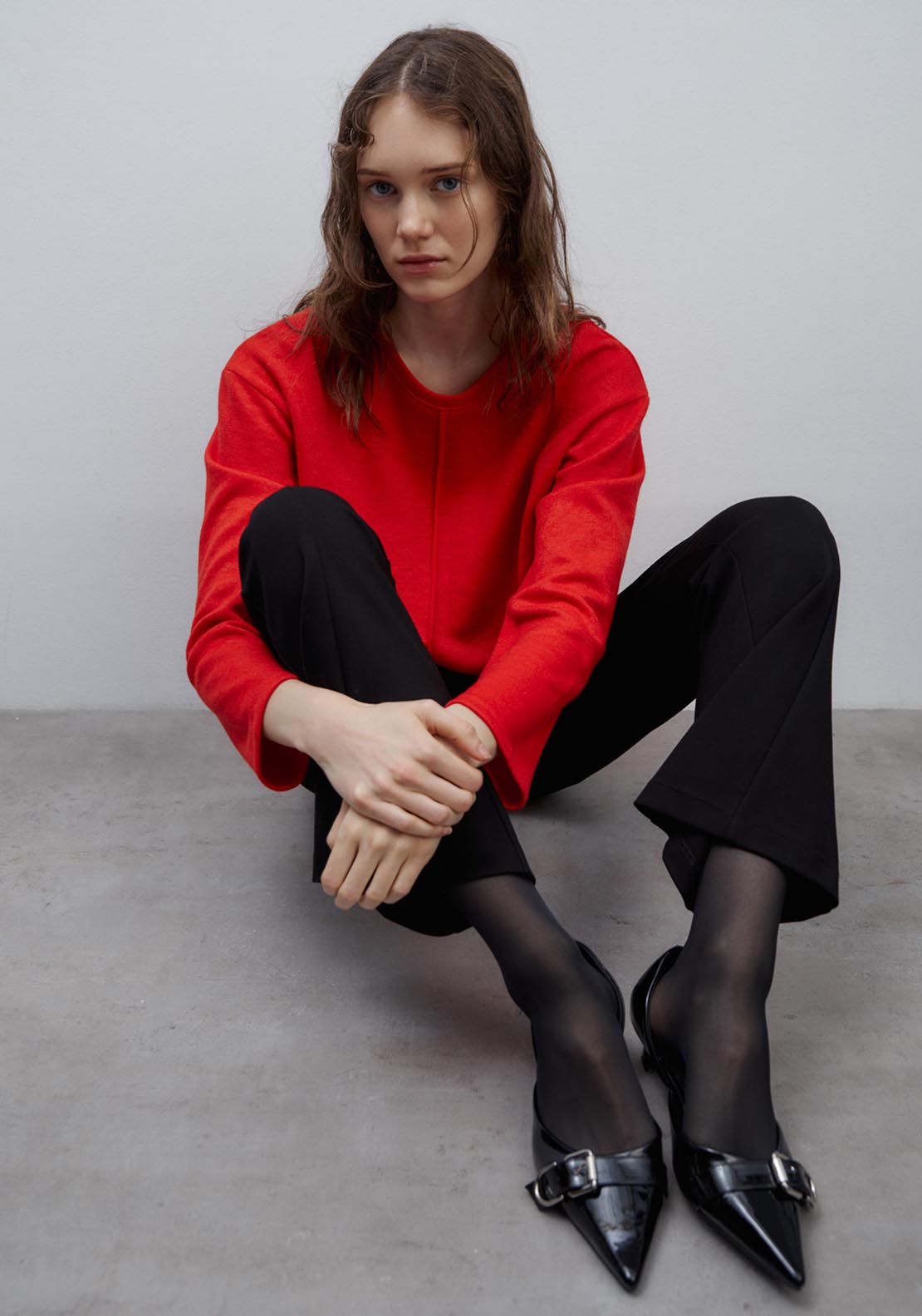 Sfera Buttons soft-touch long-sleeved T-shirt - Red 2 Shaws Department Stores