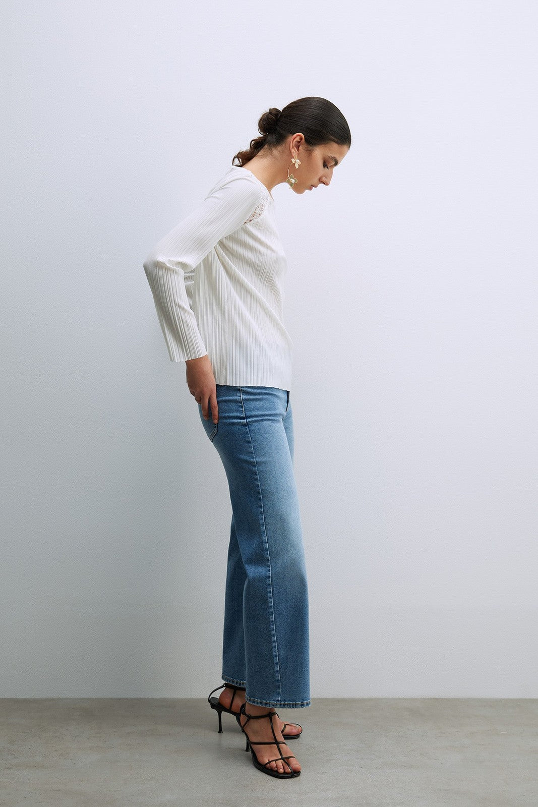 Sfera Romantic Ls Pleat Top - Ecru 2 Shaws Department Stores