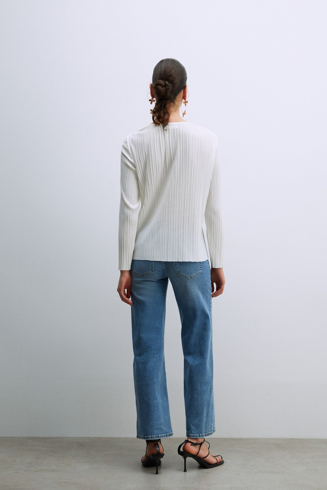 Sfera Romantic Ls Pleat Top - Ecru 3 Shaws Department Stores
