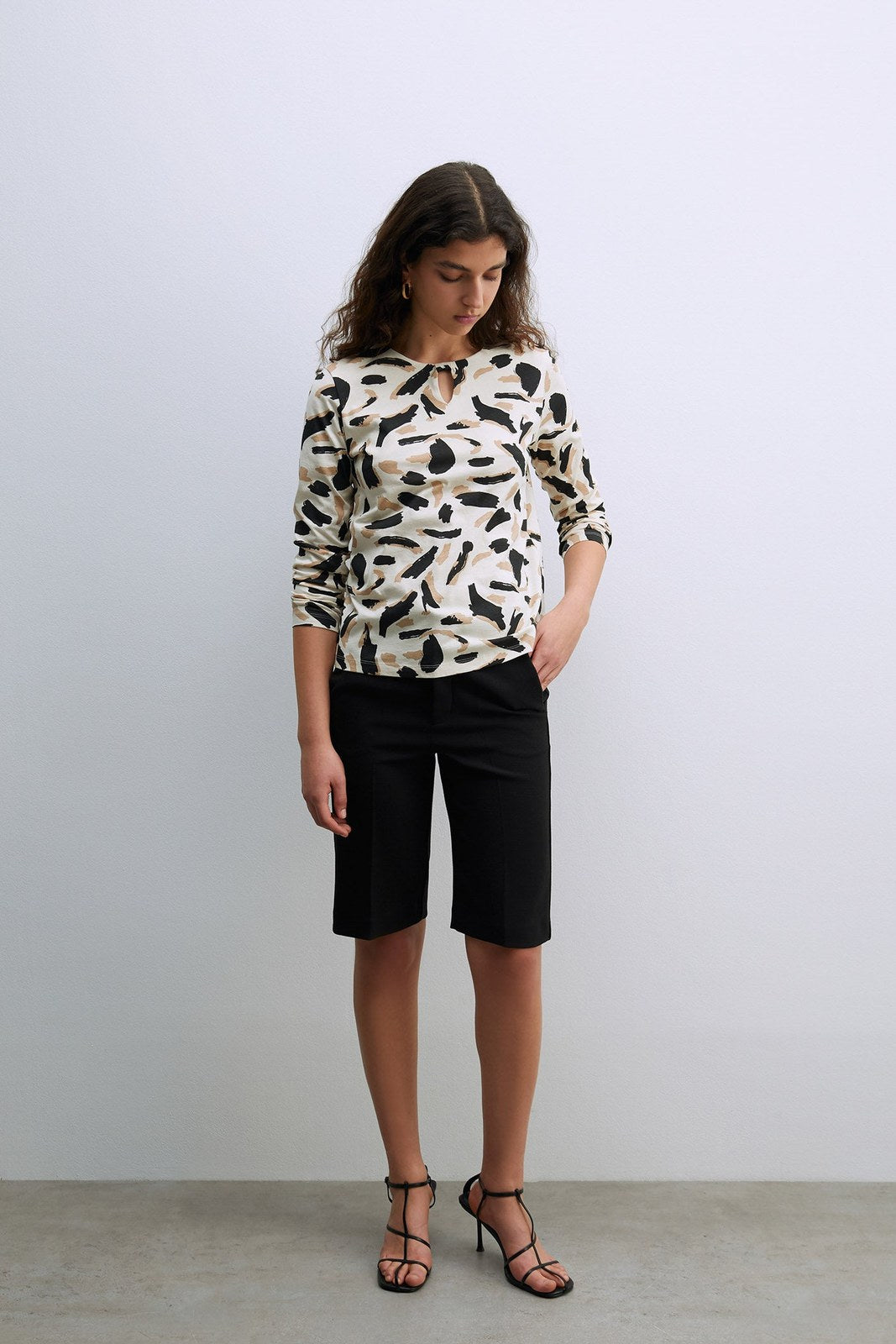 Sfera Long Sleeve Printed T-Shirt - Black 3 Shaws Department Stores