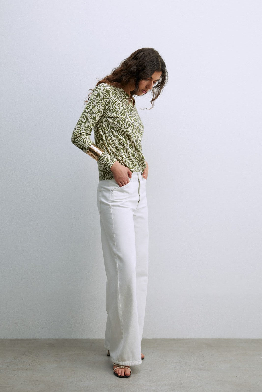 Sfera Long Sleeve Printed T-Shirt - Khaki 4 Shaws Department Stores