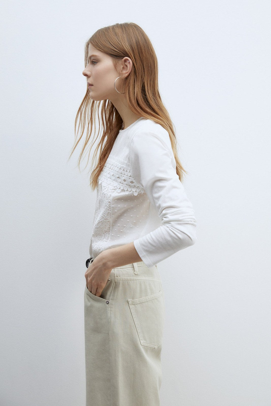Sfera Plumetis embroidered top - White 2 Shaws Department Stores