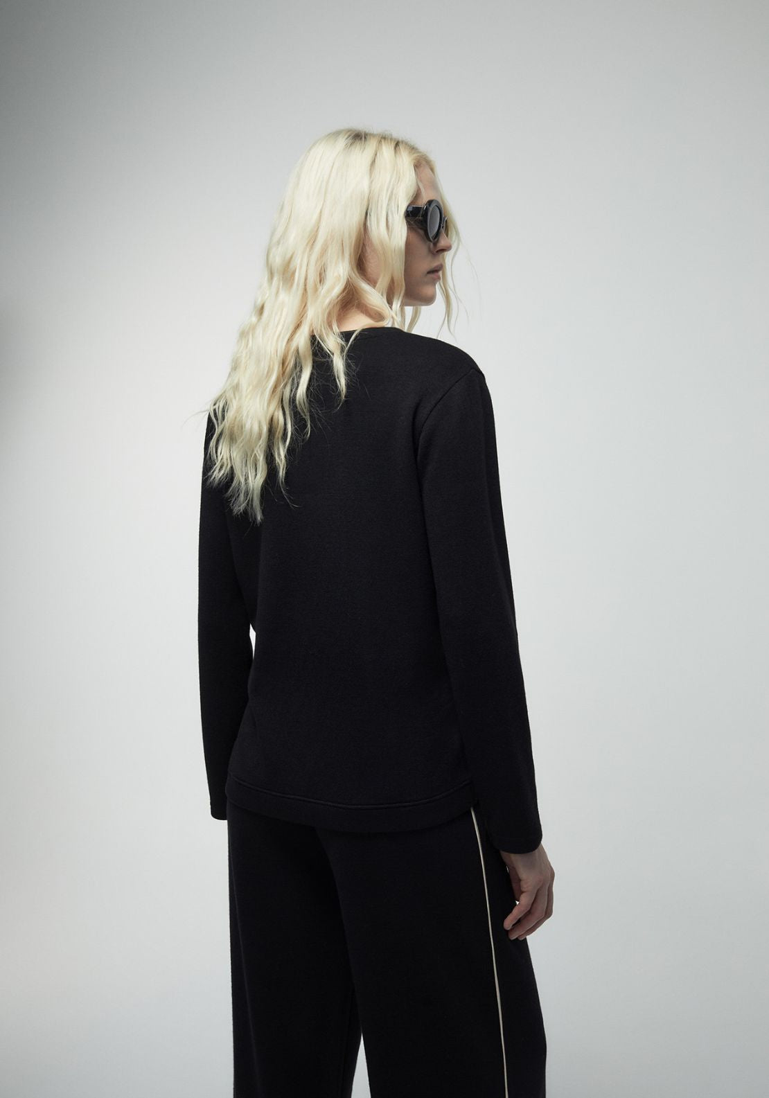 Contrast Trim Soft Touch Top - Black