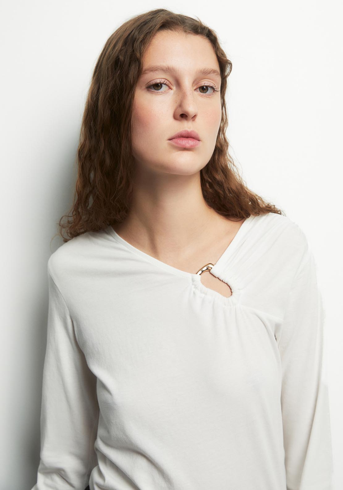 Adornment Detail Plain Top - Cream
