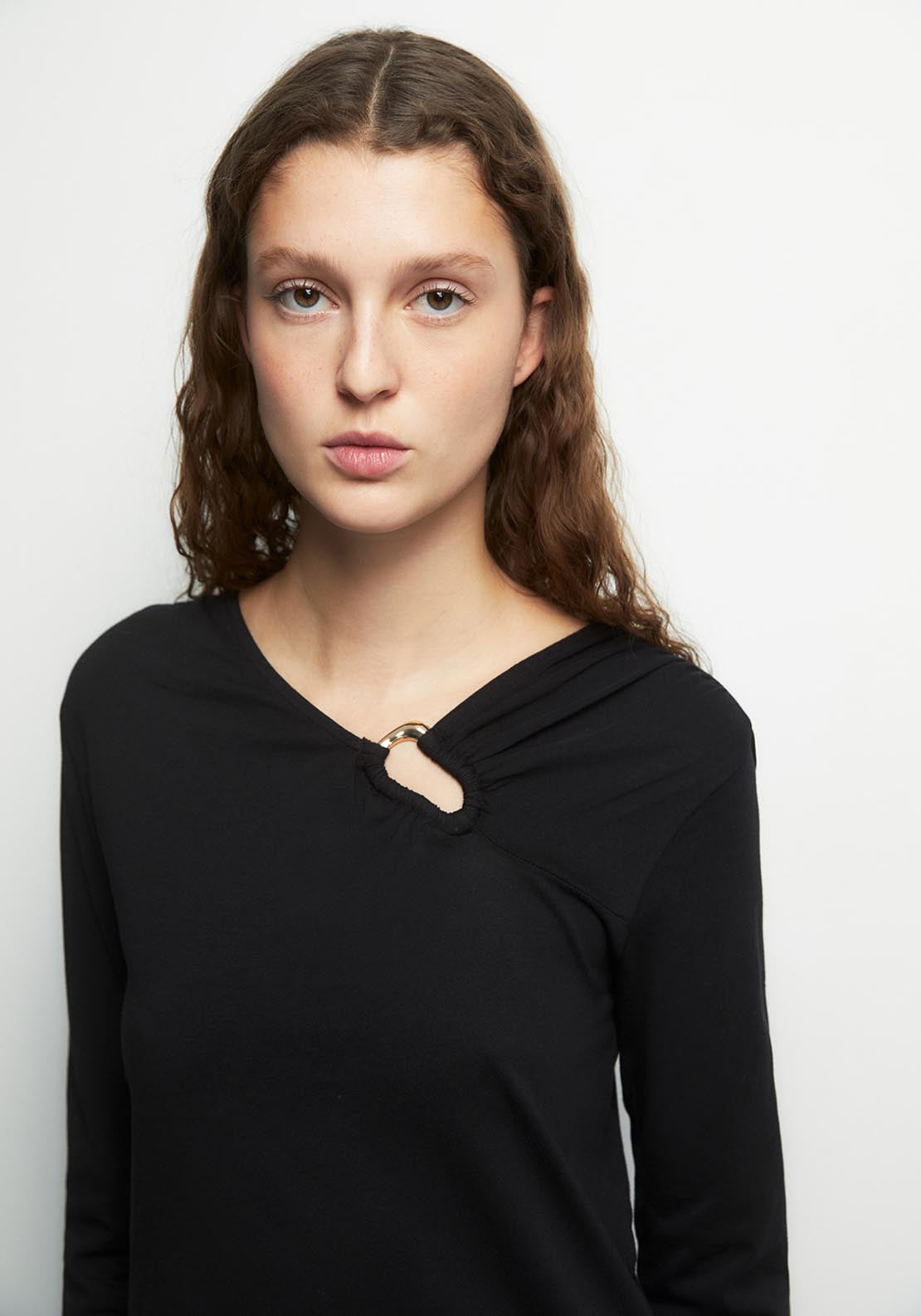 Adornment Detail Plain Top - Black