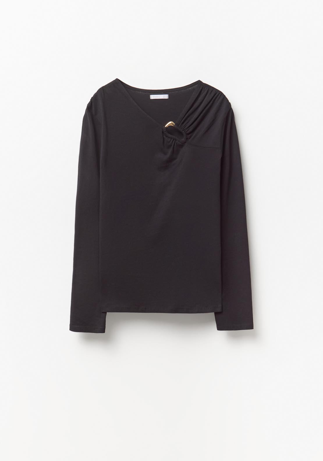 Adornment Detail Plain Top - Black