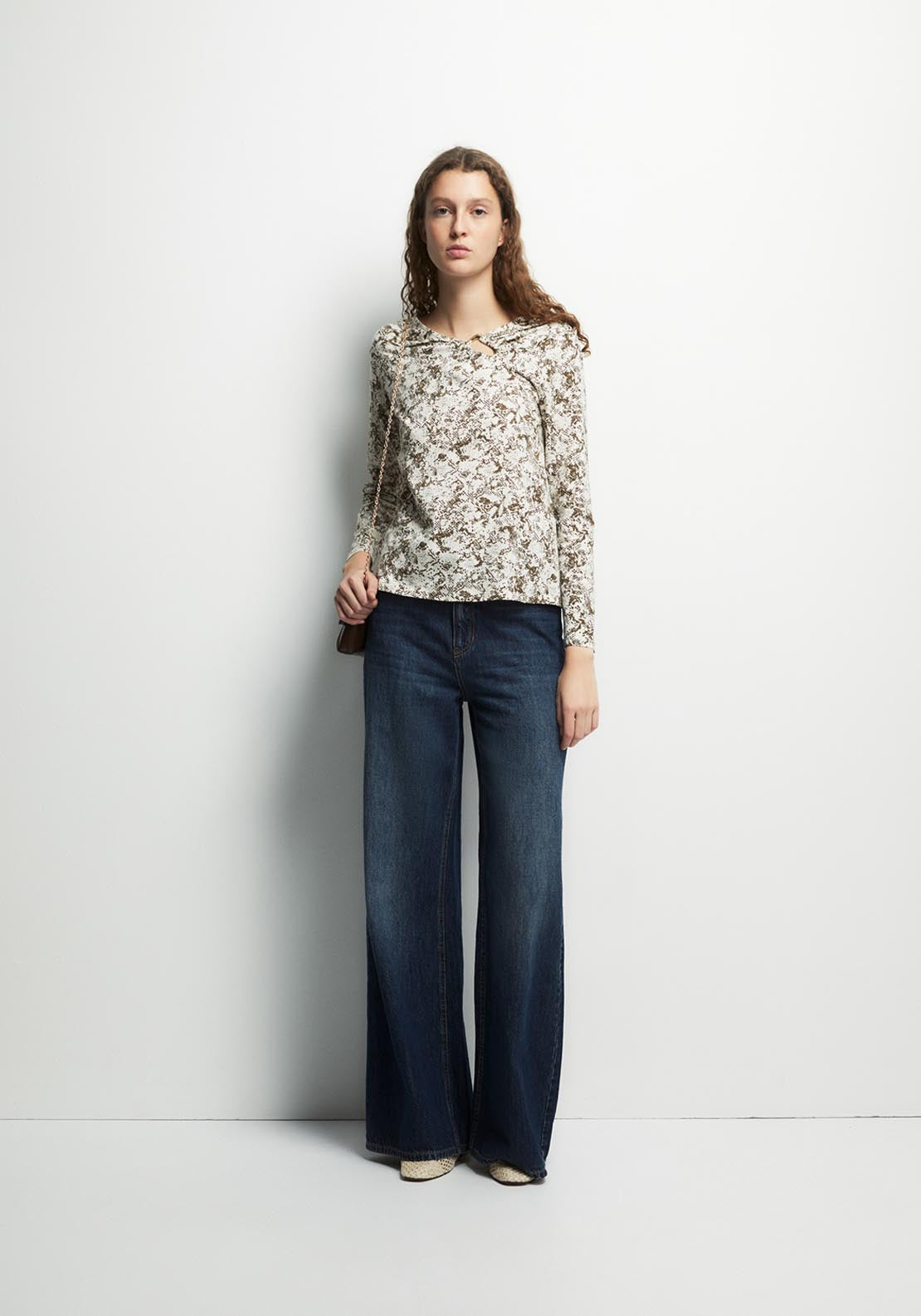 Long Sleeve Adornment Detail Top - Beige