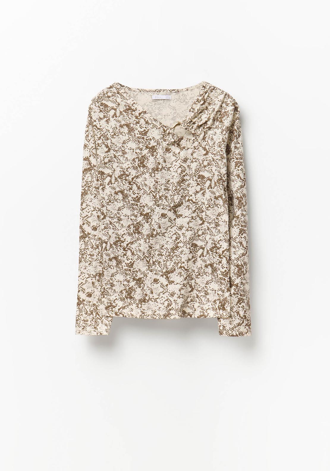 Long Sleeve Adornment Detail Top - Beige