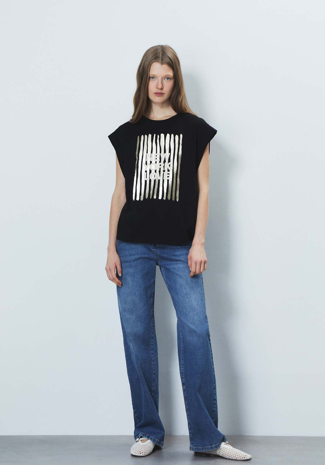 Sfera Foil Print T-Shirt - Black 2 Shaws Department Stores