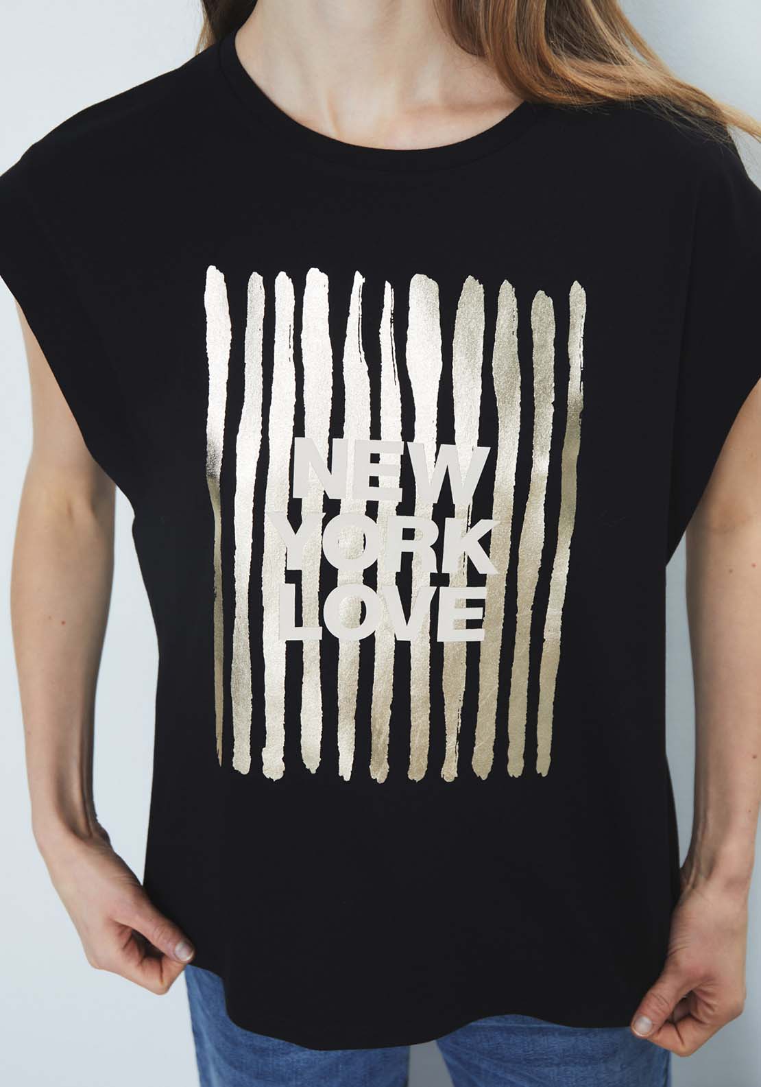 Sfera Foil Print T-Shirt - Black 3 Shaws Department Stores