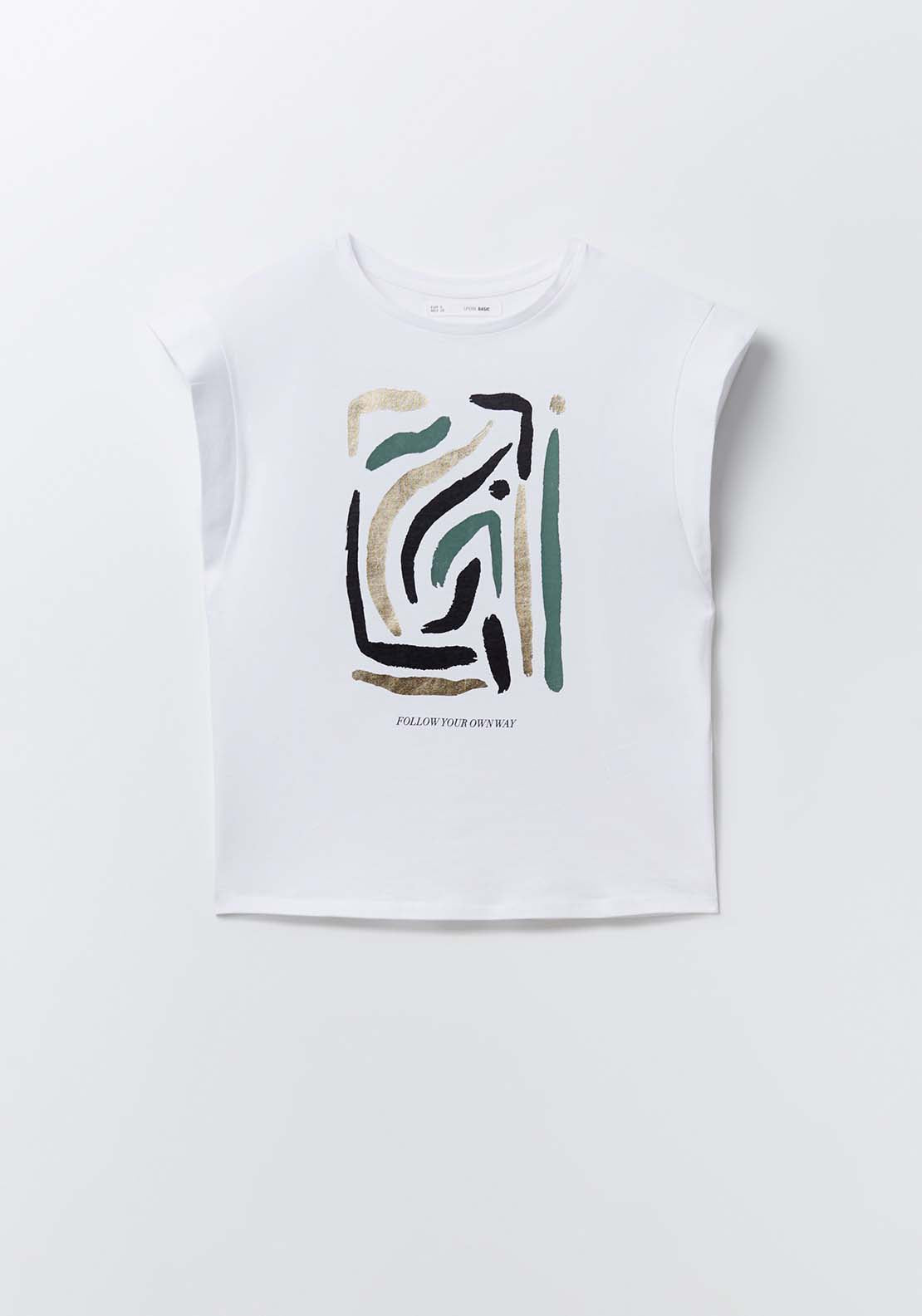 Sfera Foil Print T-Shirt - White 5 Shaws Department Stores