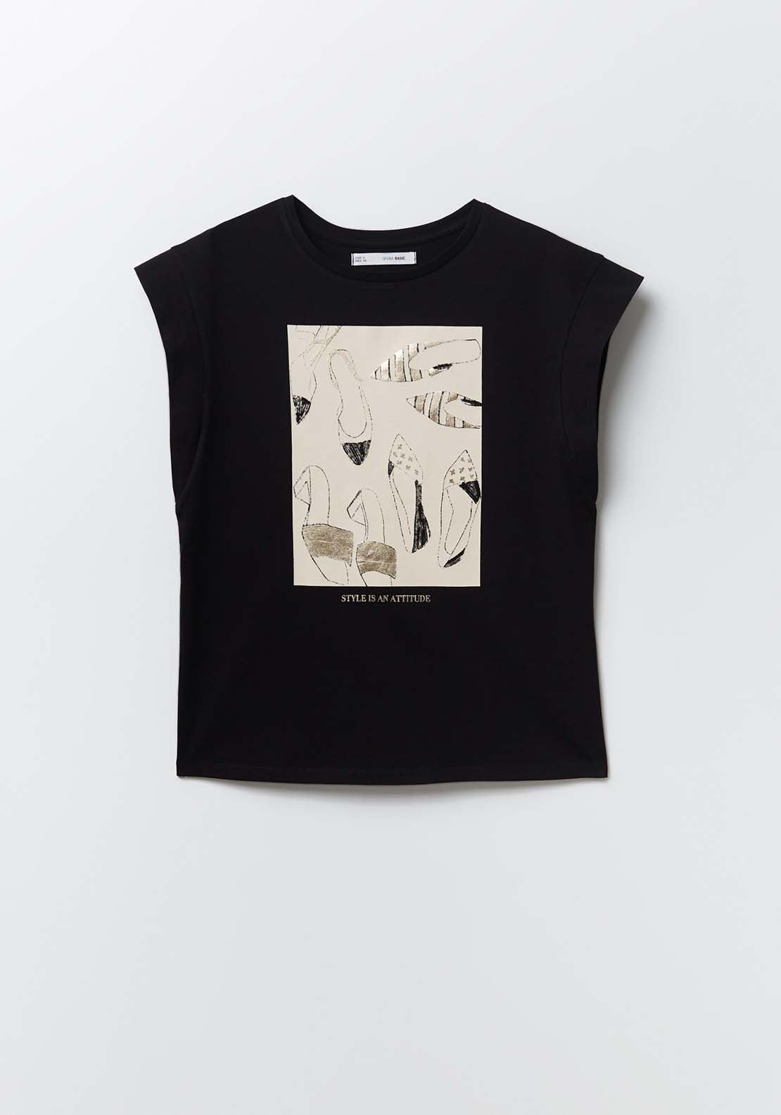 Sfera Foil Print T-Shirt - Black 5 Shaws Department Stores