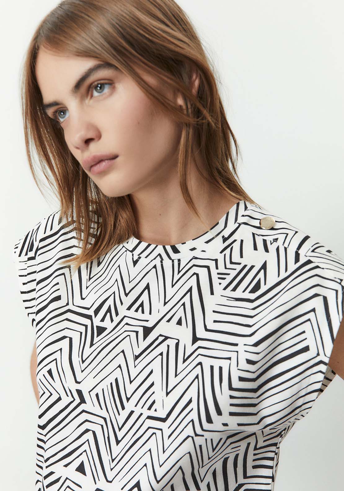 Sfera Basic Printed Top - White 1 Shaws Department Stores