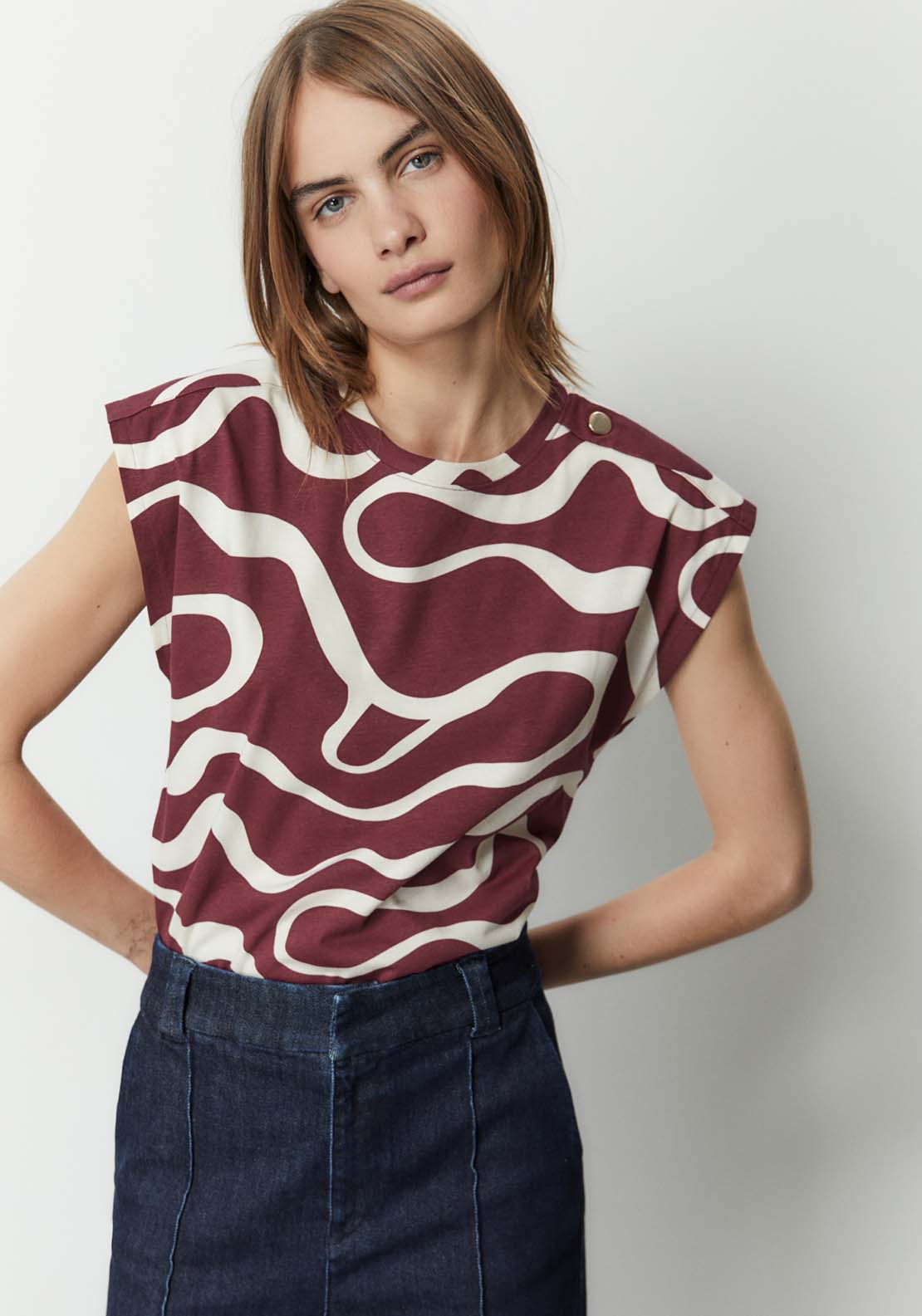Sfera Printed Top - Burgundy 1 Shaws Department Stores