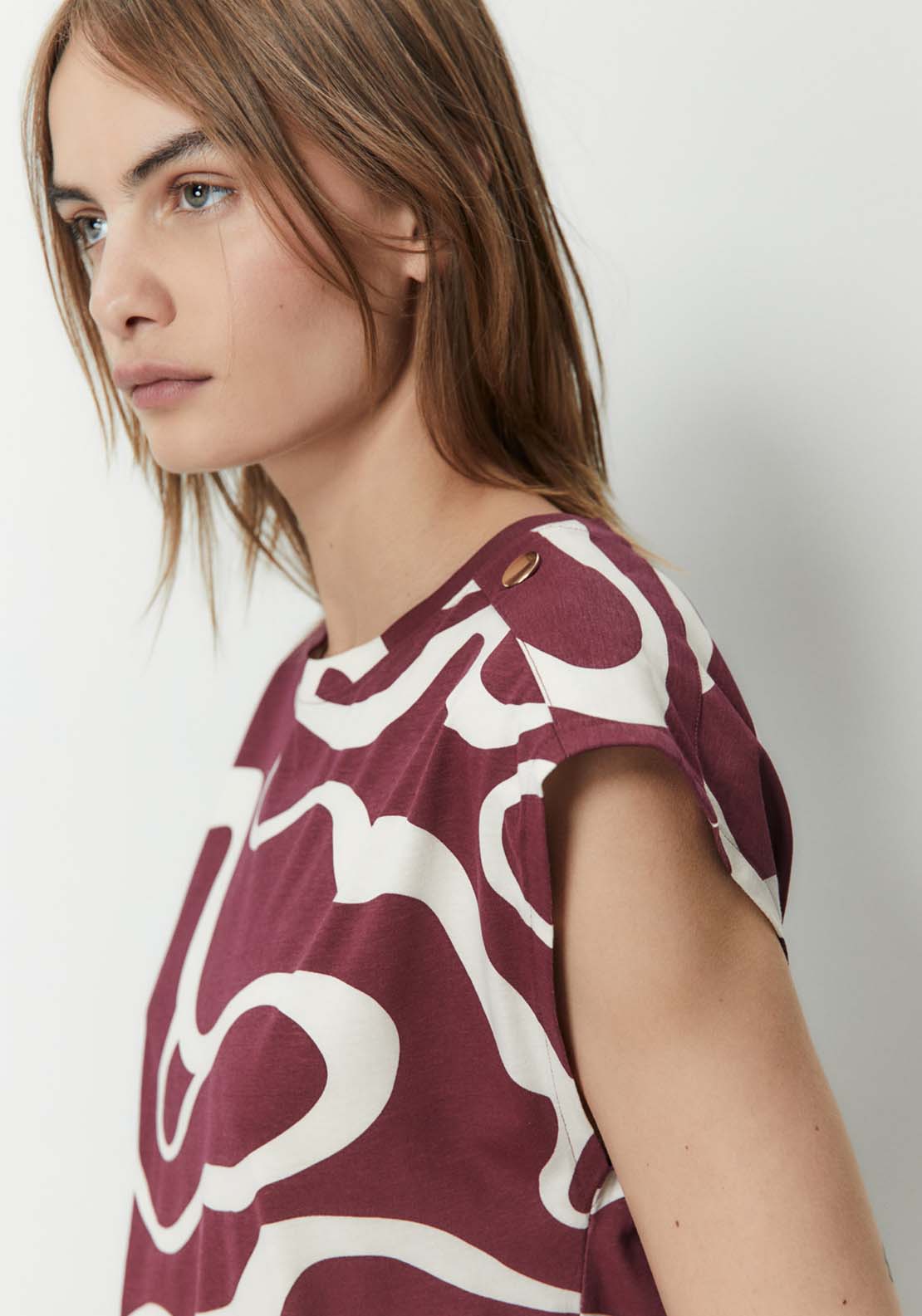 Sfera Printed Top - Burgundy 2 Shaws Department Stores