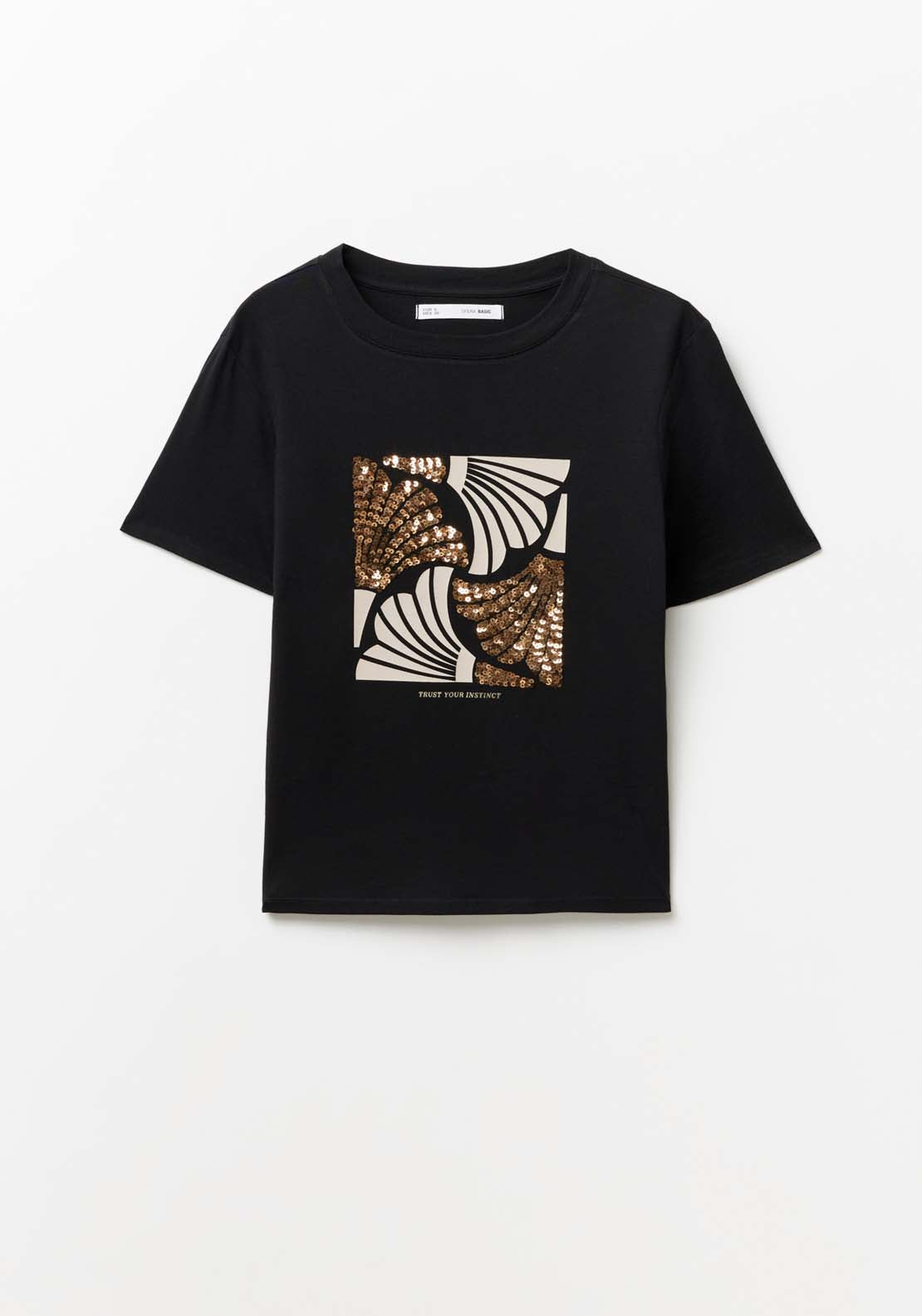 Sfera Placement print sequins T-shirt - Black 5 Shaws Department Stores