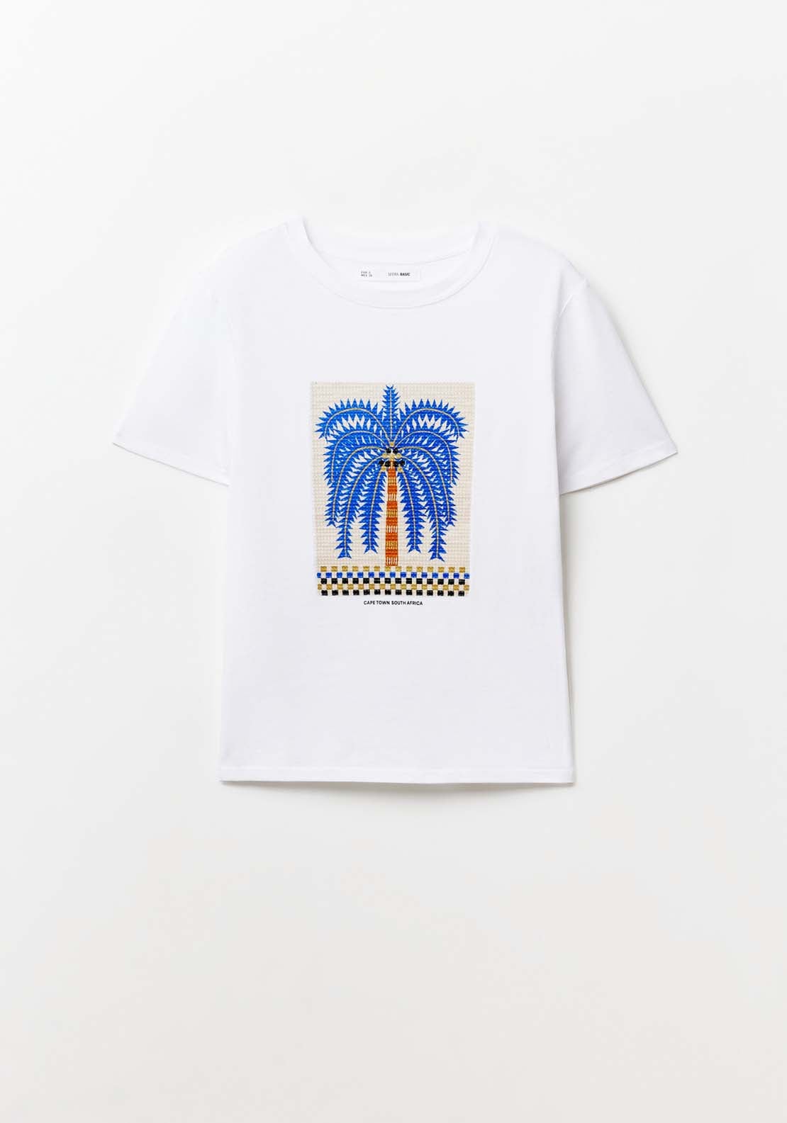 Sfera Placement print sequins T-shirt - White 5 Shaws Department Stores