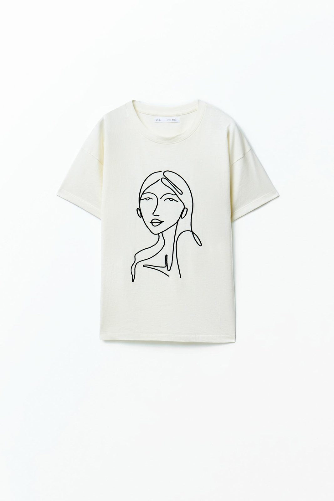 Sfera Embroidered silhouette T-shirt - Ecru 7 Shaws Department Stores