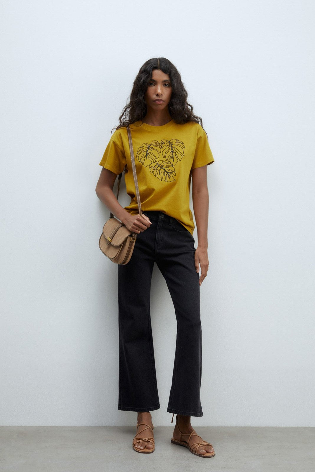 Sfera Embroidered silhouette T-shirt - Olive 2 Shaws Department Stores