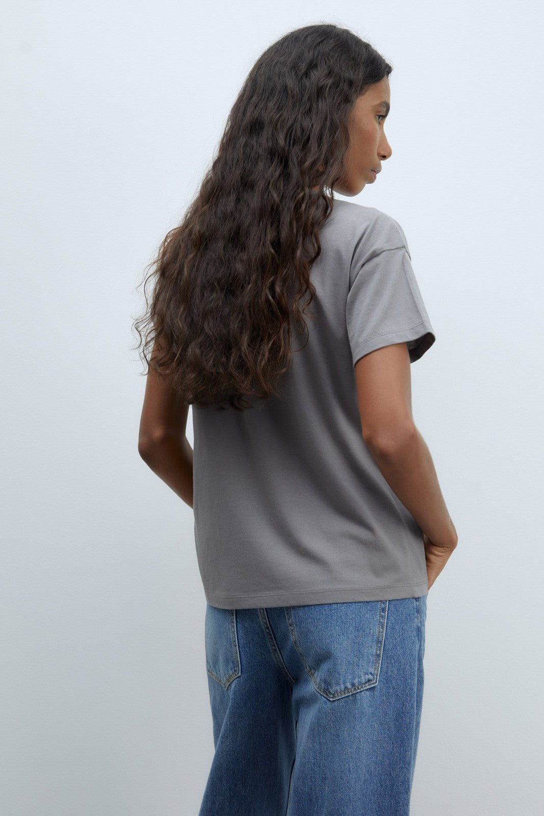 Sfera Embroidered silhouette T-shirt - Grey Medium 5 Shaws Department Stores