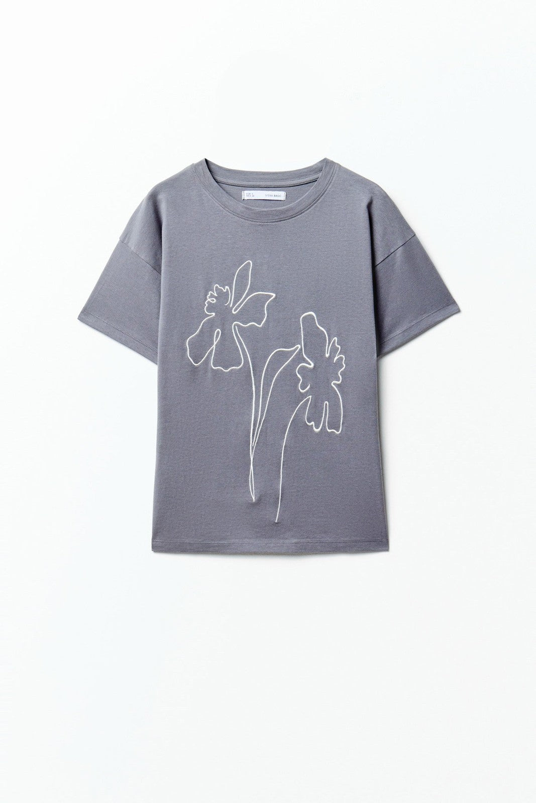 Sfera Embroidered silhouette T-shirt - Grey Medium 6 Shaws Department Stores