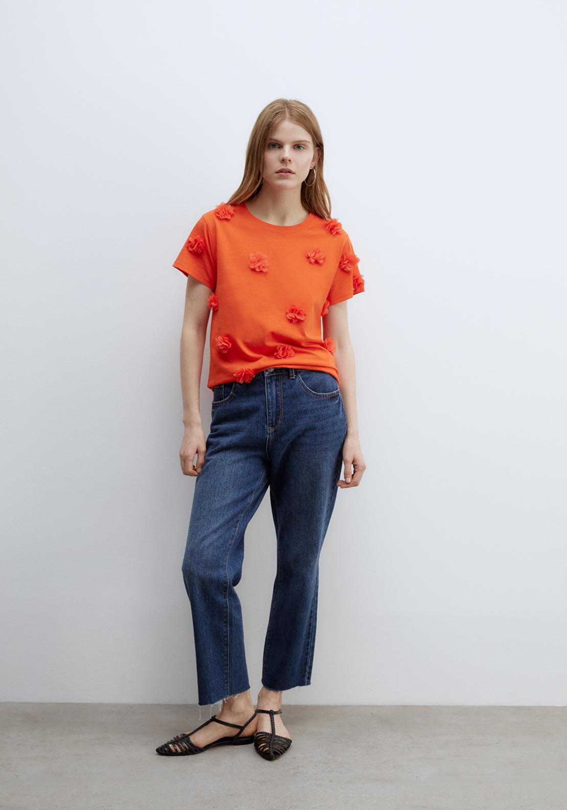 Sfera Flowers T-shirt - Orange 1 Shaws Department Stores
