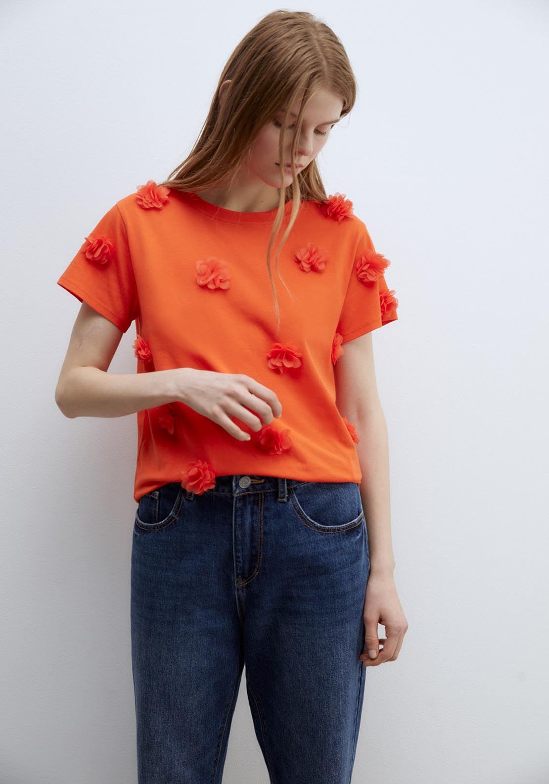 Sfera Flowers T-shirt - Orange 2 Shaws Department Stores