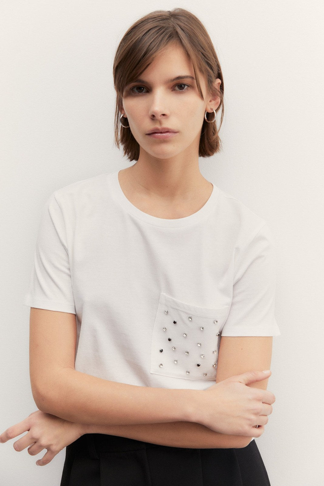 Sfera Sparkly pocket T-shirt - White 2 Shaws Department Stores