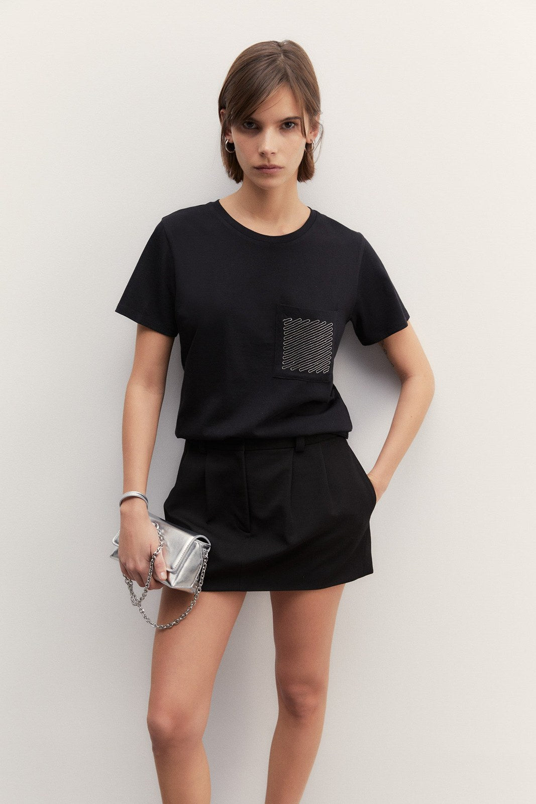 Sfera Sparkly pocket T-shirt - Black 2 Shaws Department Stores