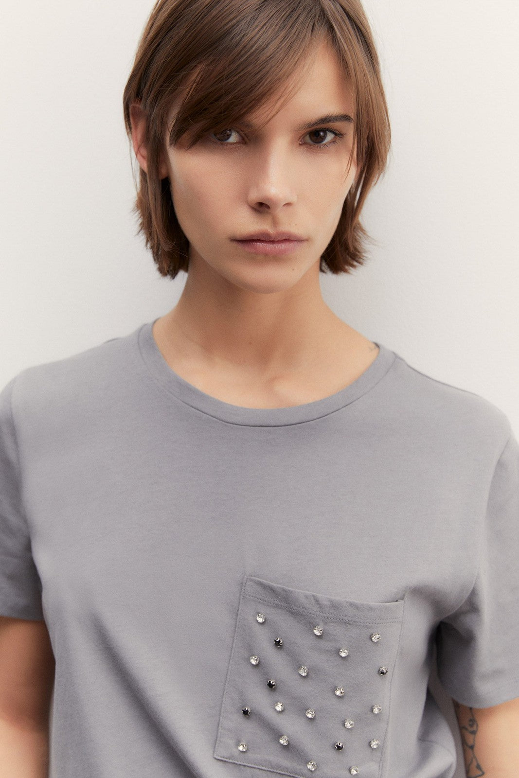 Sfera Sparkly pocket T-shirt - Grey Medium 2 Shaws Department Stores