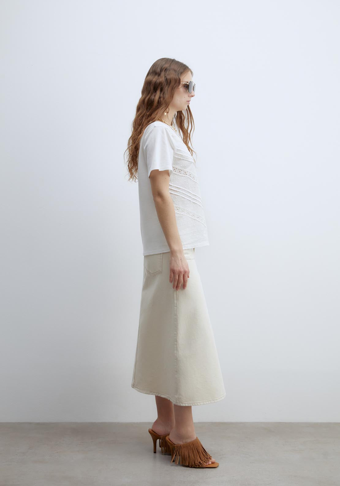 Sfera Plumetis T-Shirt - Ecru 3 Shaws Department Stores