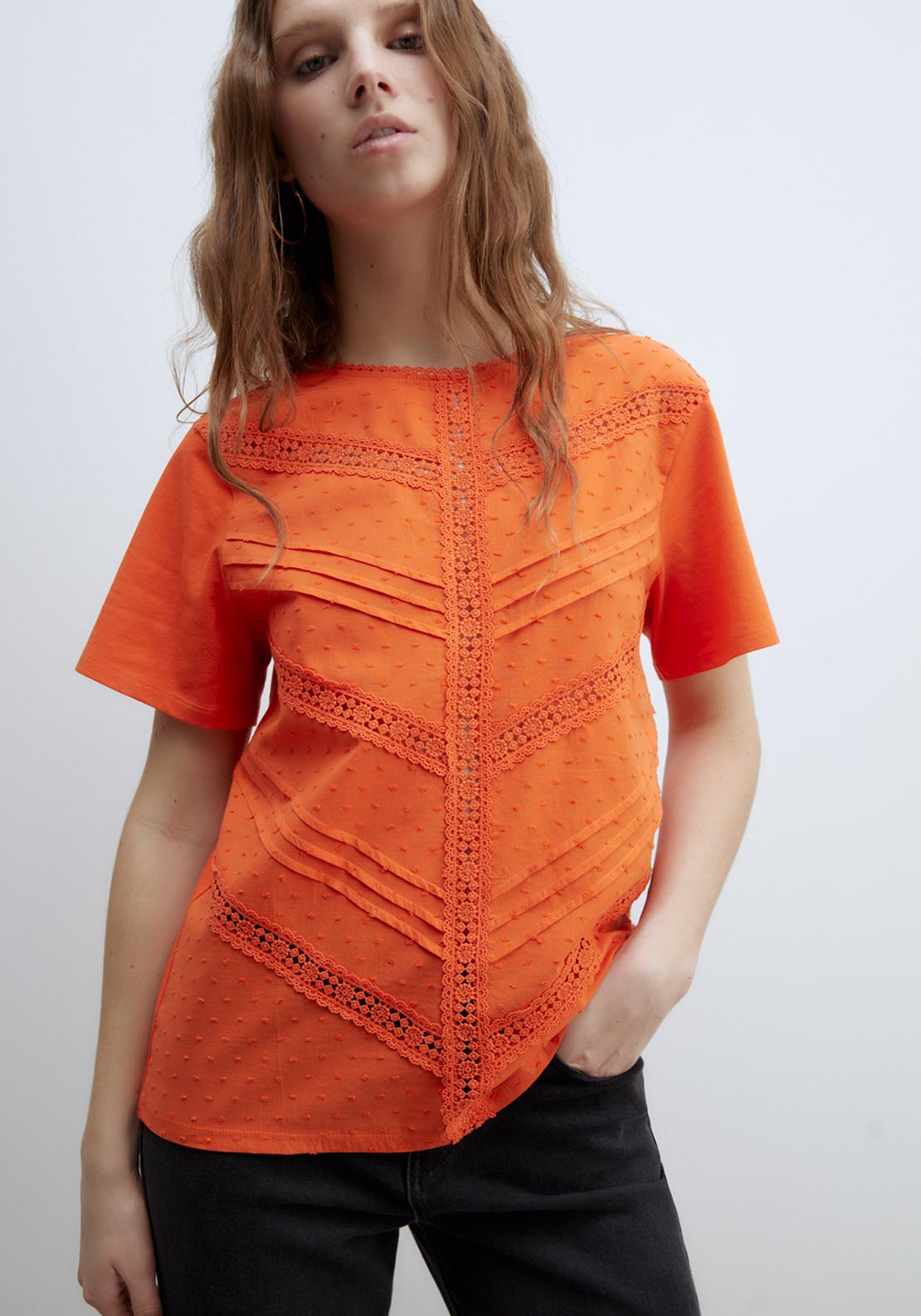 Sfera Plumetis T-Shirt - Orange 1 Shaws Department Stores