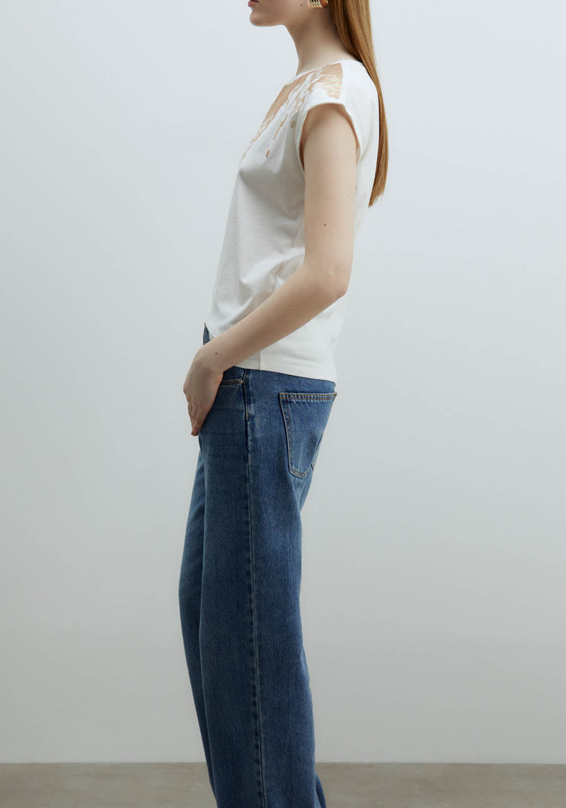 Sfera Sequined Chest Top - White 4 Shaws Department Stores