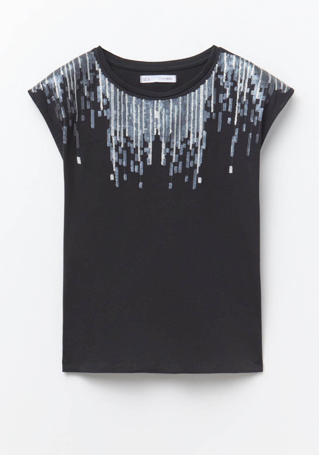 Sfera Sequined Chest Top - Black 6 Shaws Department Stores