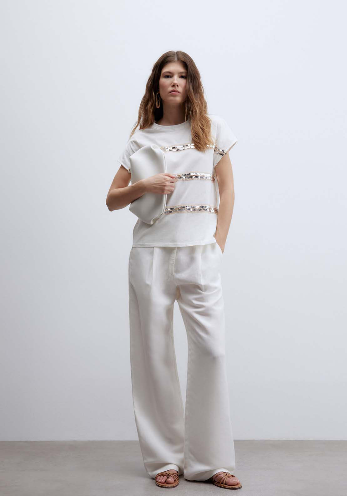 Sequin Embellishment T-Shirt - White