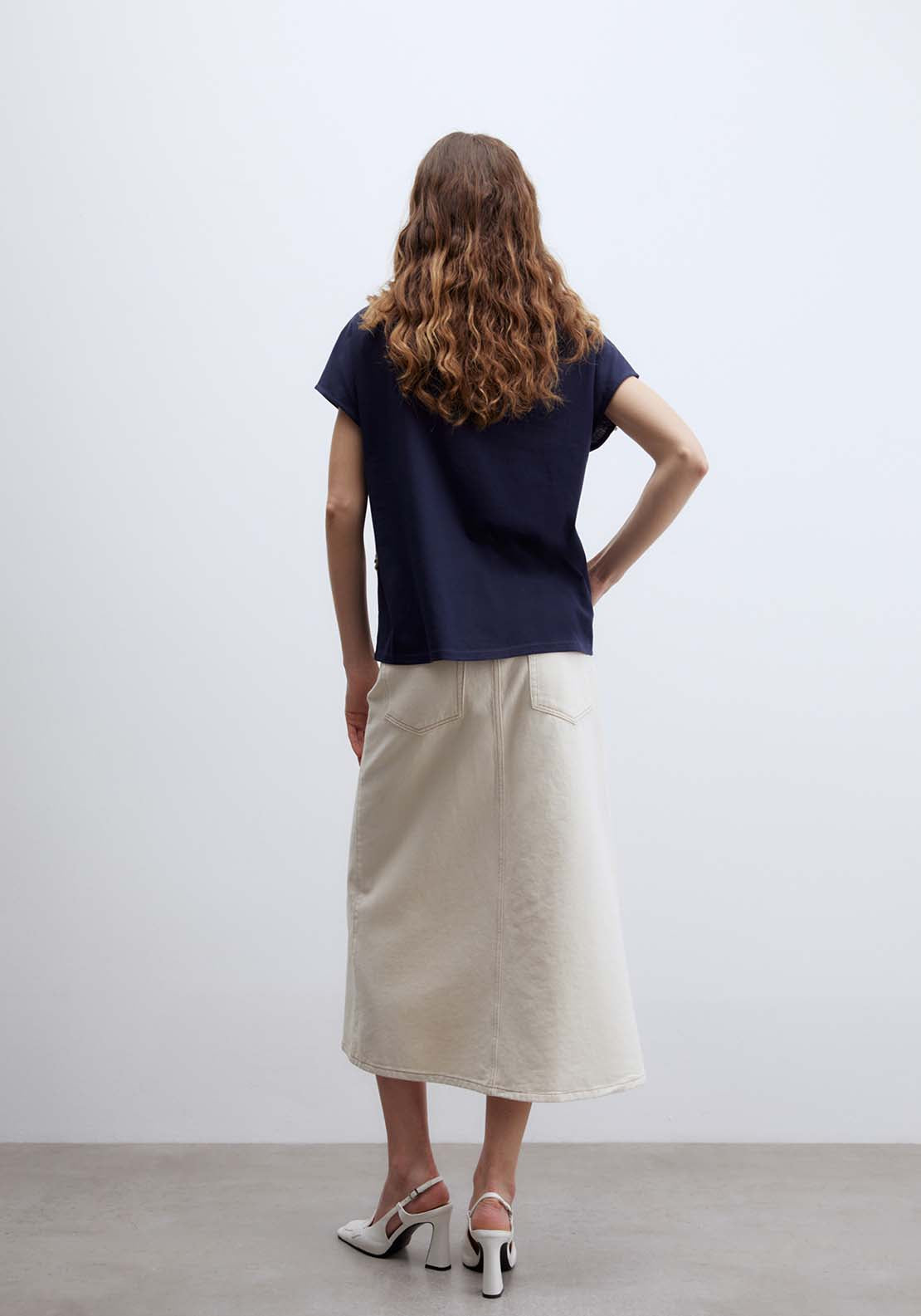 Sfera Short Sleeve T-Shirt With Sequin Detail - Blue 2 Shaws Department Stores