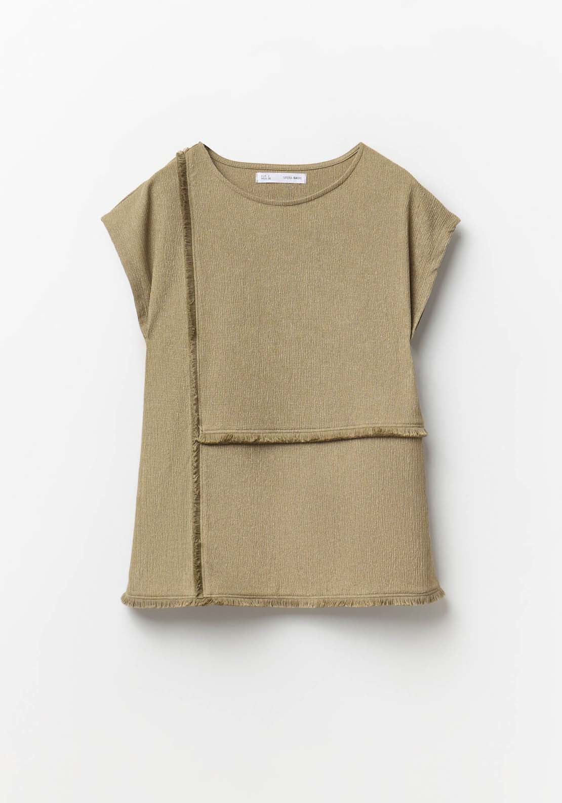 Textured Fringe Top - Beige