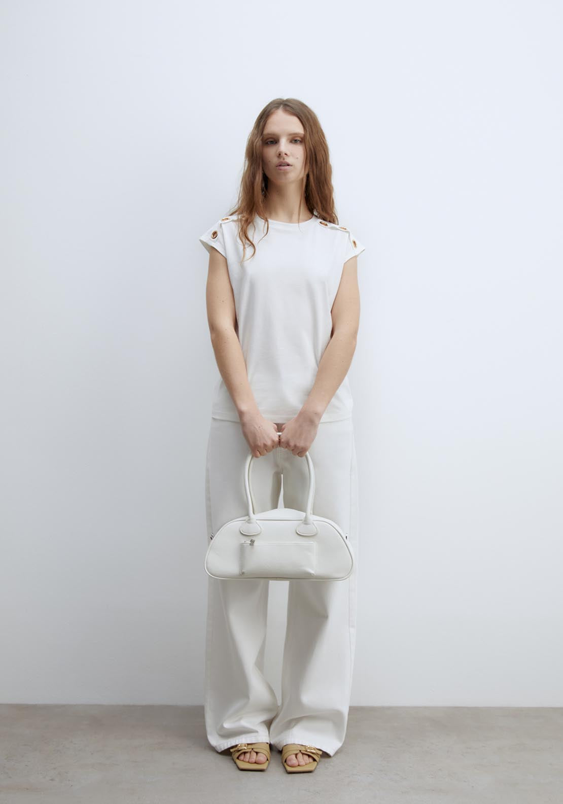 Sfera Metallic Eyelets T-Shirt - White 5 Shaws Department Stores