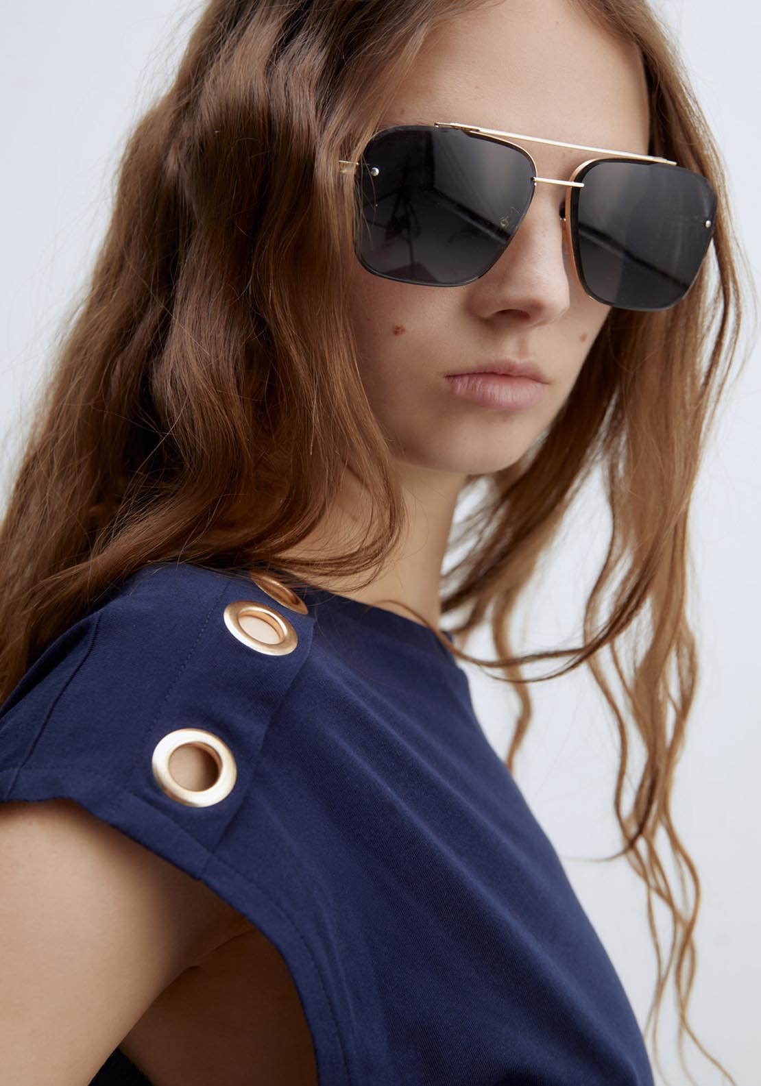 Sfera Metallic Eyelets T-Shirt - Navy 4 Shaws Department Stores
