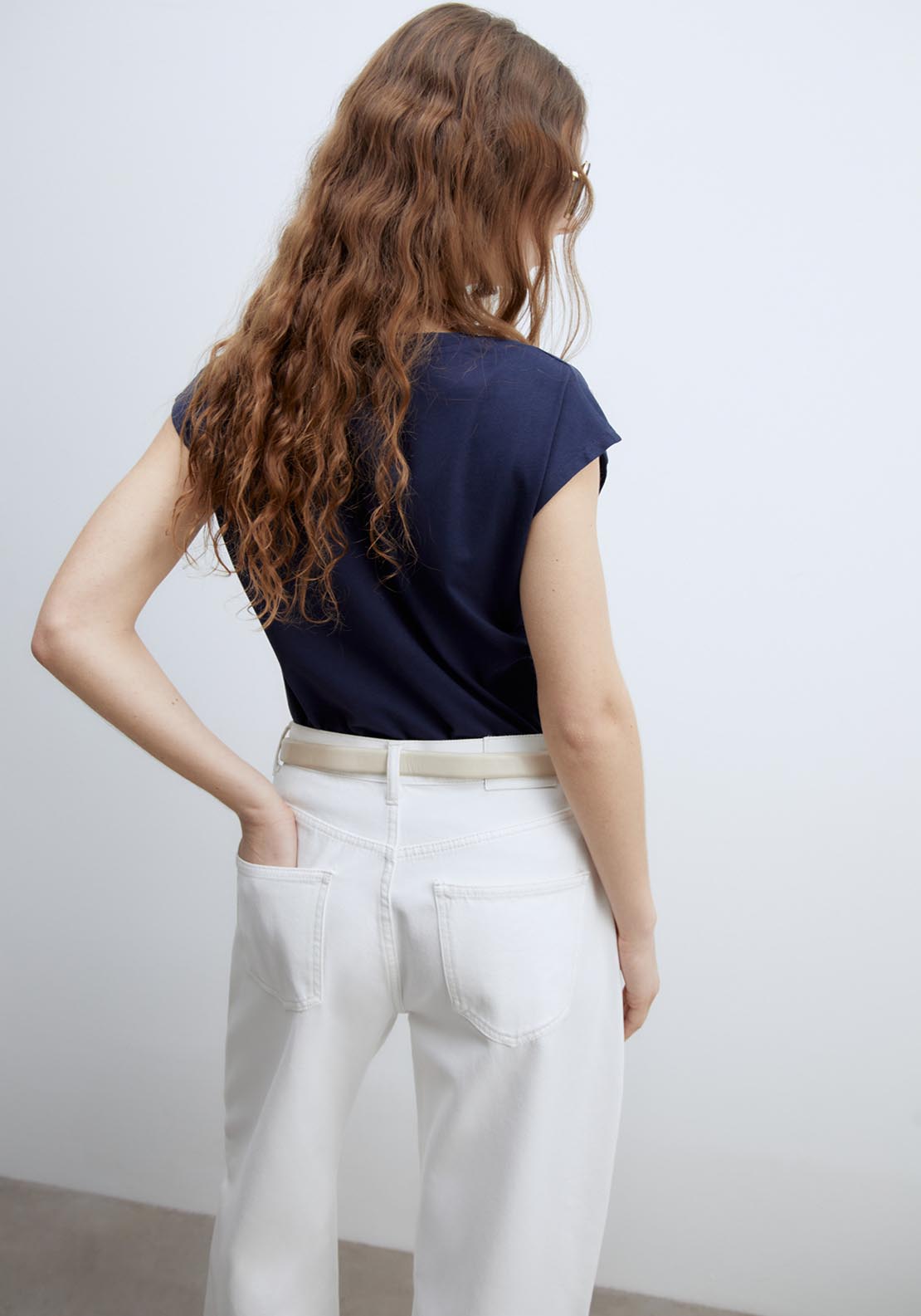 Sfera Metallic Eyelets T-Shirt - Navy 2 Shaws Department Stores