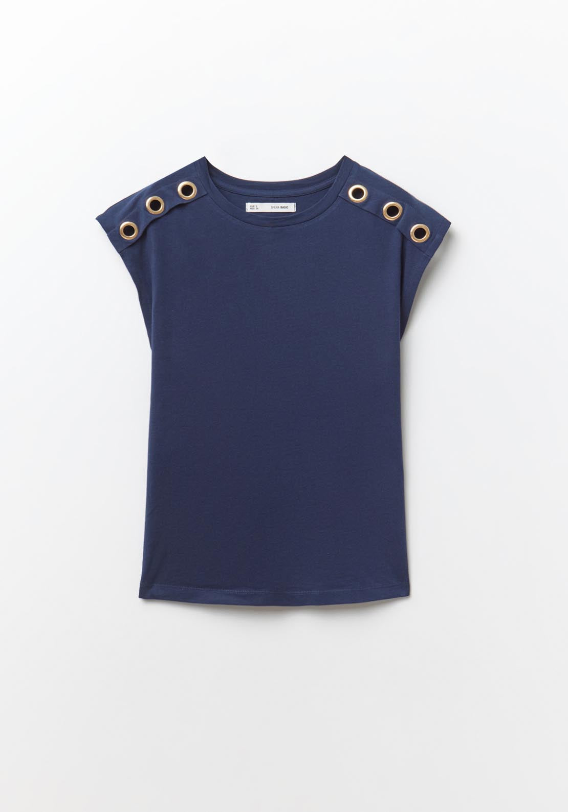 Sfera Metallic Eyelets T-Shirt - Navy 6 Shaws Department Stores