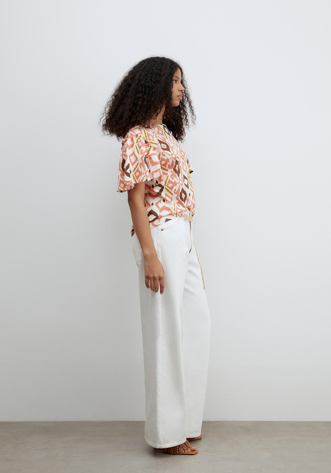 Sfera Short Sleeve Printed Ruffle Top - Multicolour 3 Shaws Department Stores