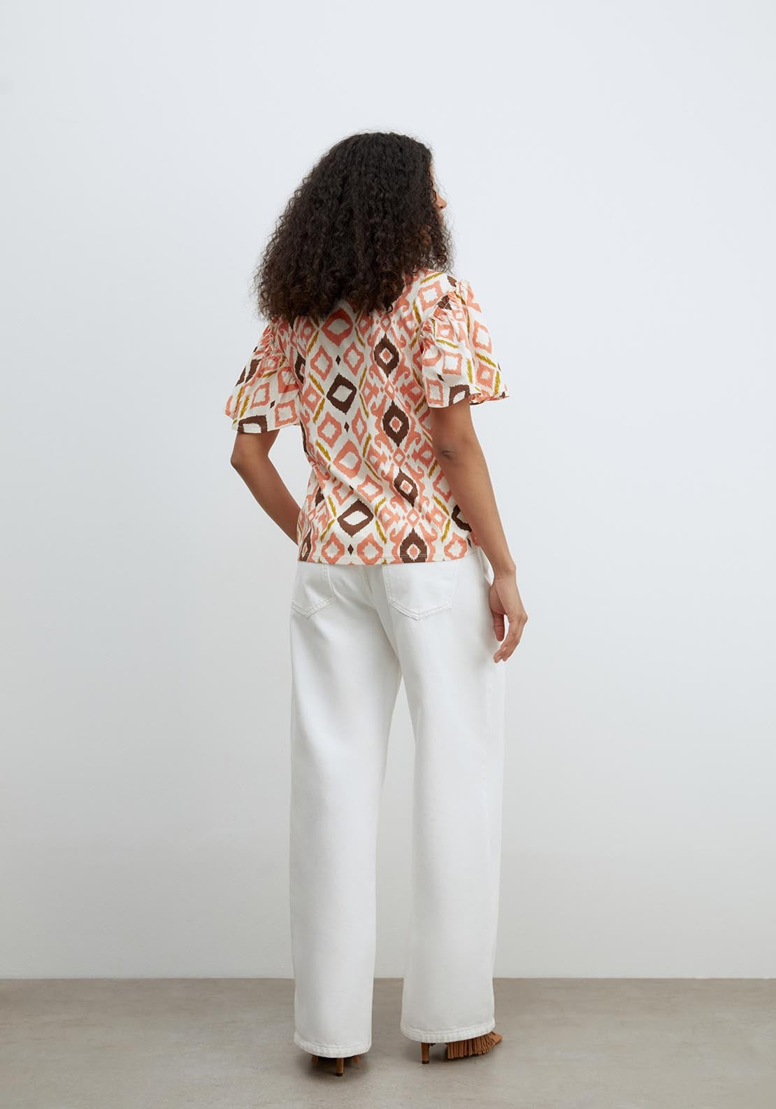 Sfera Short Sleeve Printed Ruffle Top - Multicolour 2 Shaws Department Stores