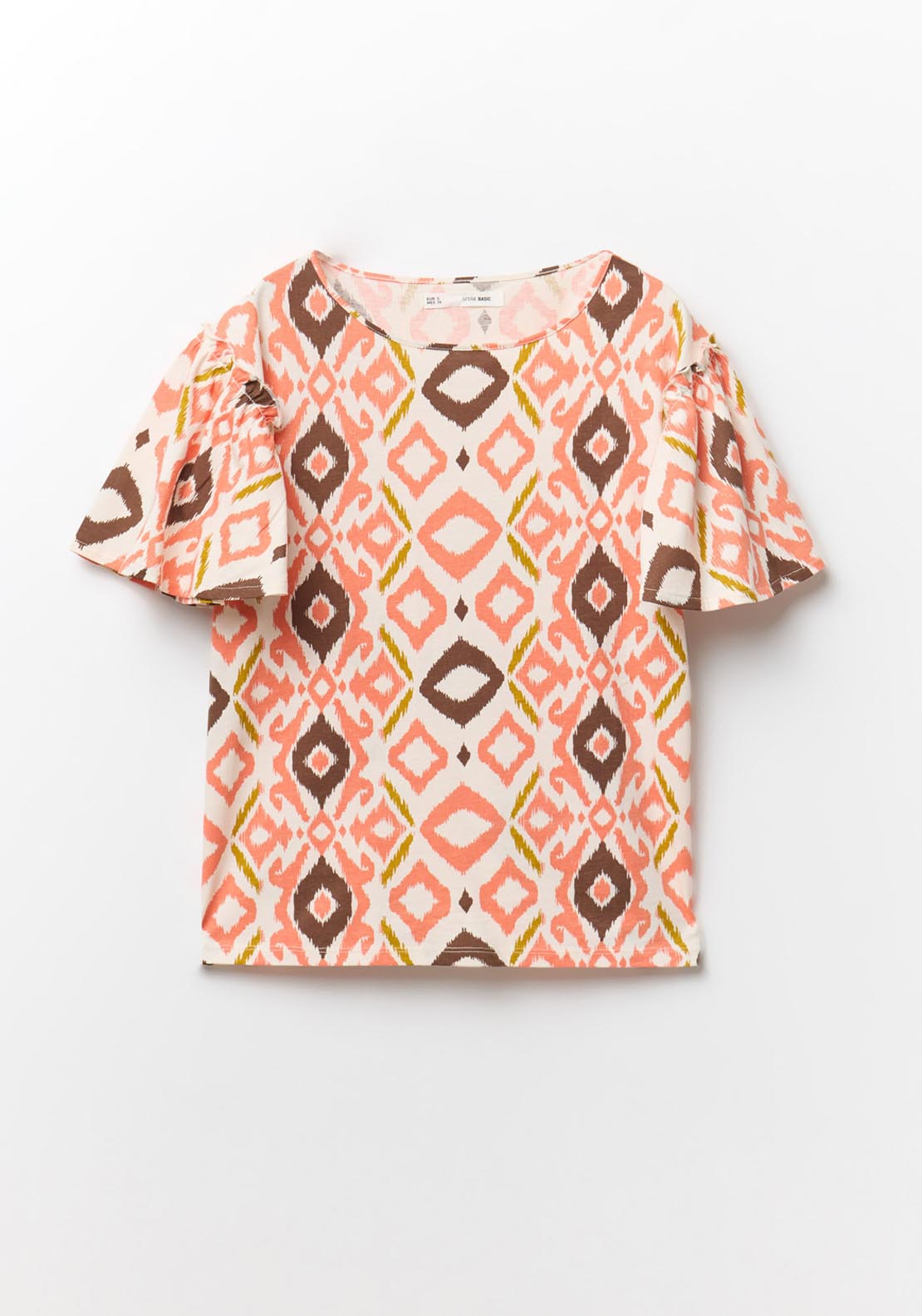 Sfera Short Sleeve Printed Ruffle Top - Multicolour 6 Shaws Department Stores