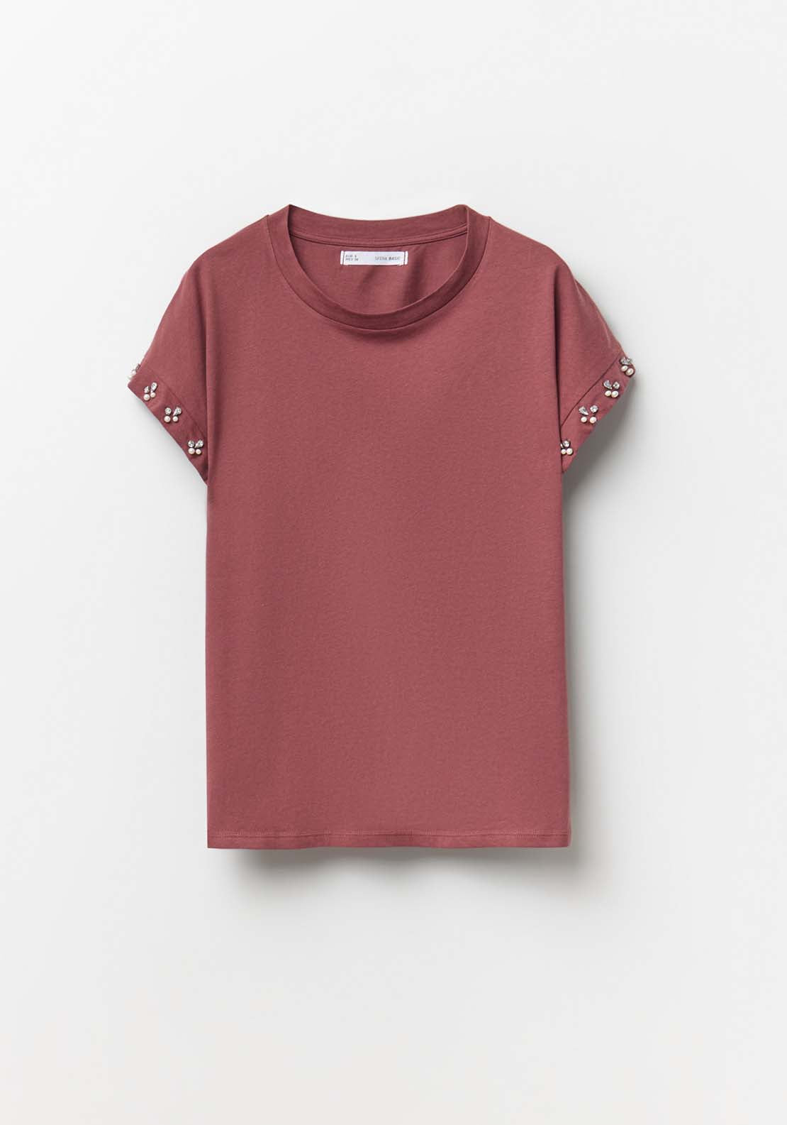 Top With Pearl Sleeves - Red