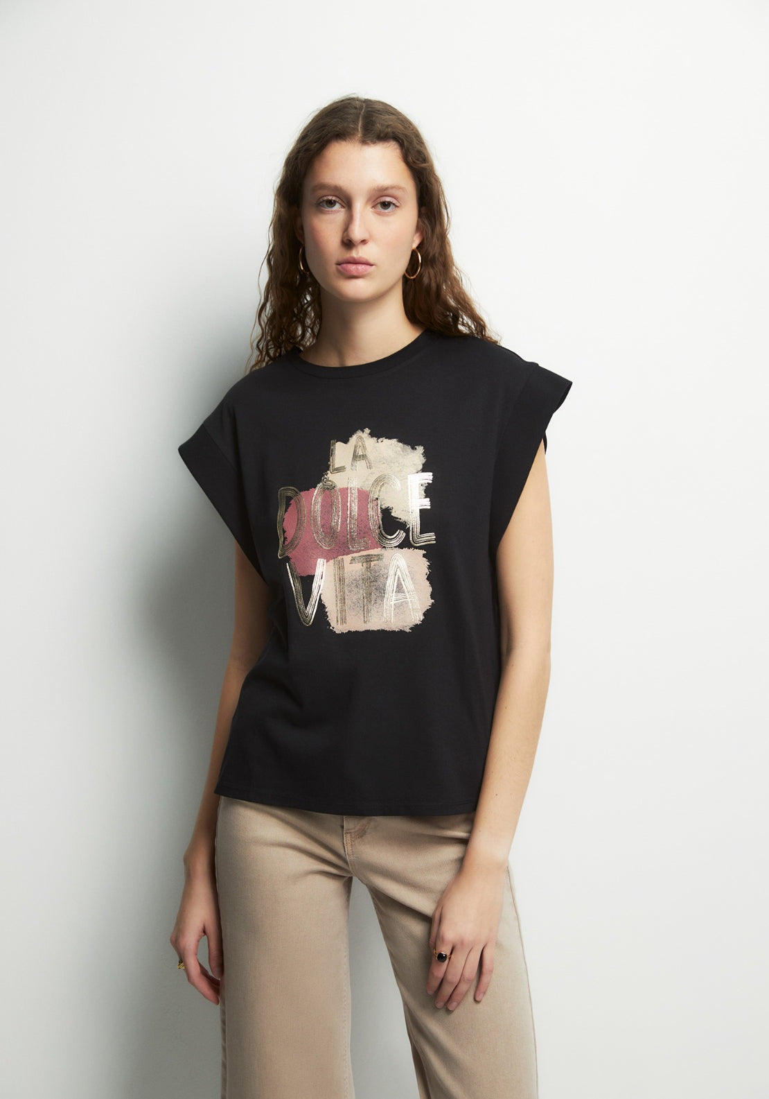 Front Graphic Top - Black