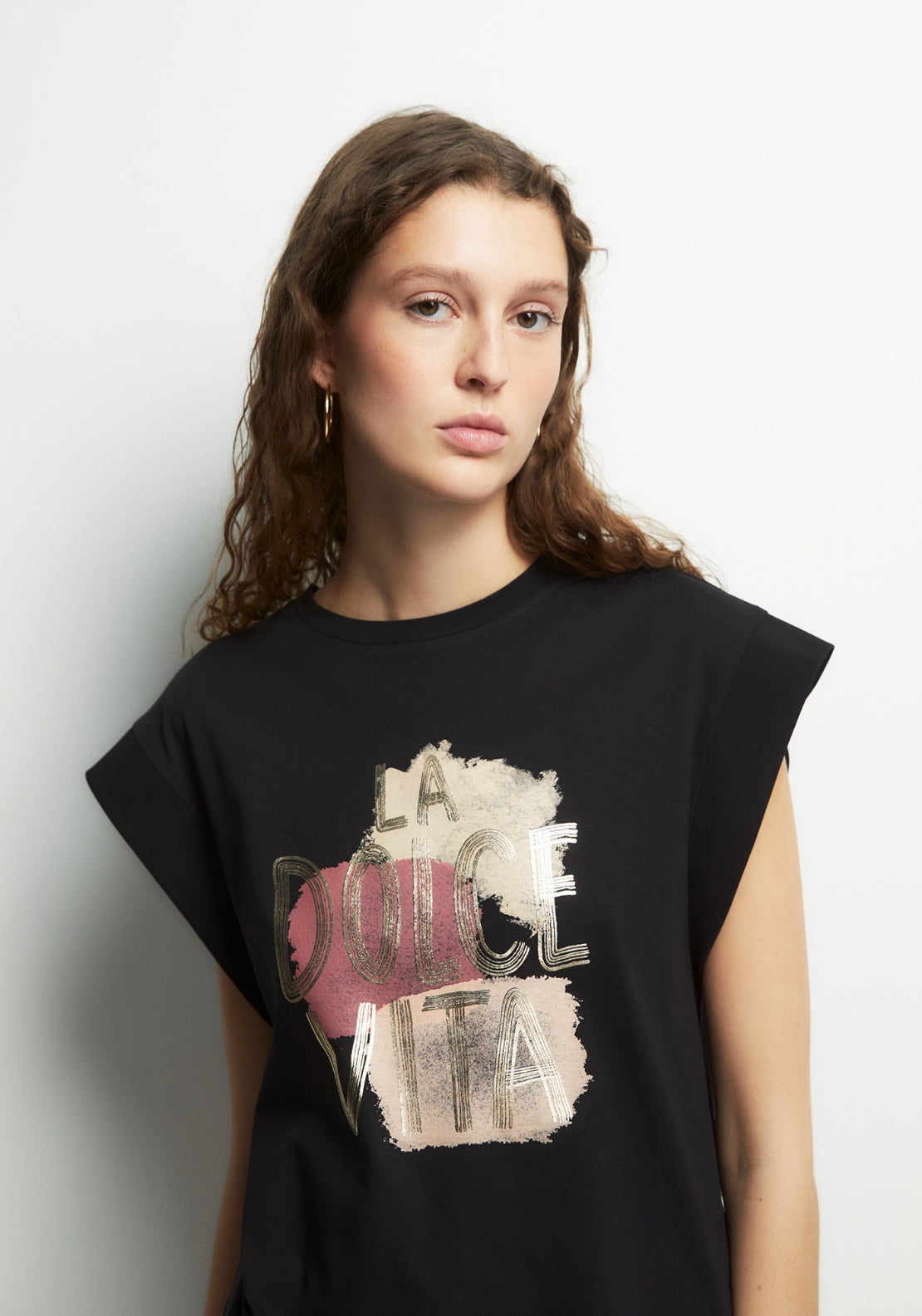 Front Graphic Top - Black